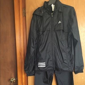 Men’s Adidas black windbreaker jacket/pants Medium